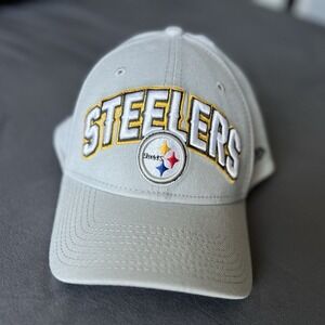 New Era 39THIRTY Pittsburgh Steelers Flex Fit Hat Gray Black NFL Cap S/M